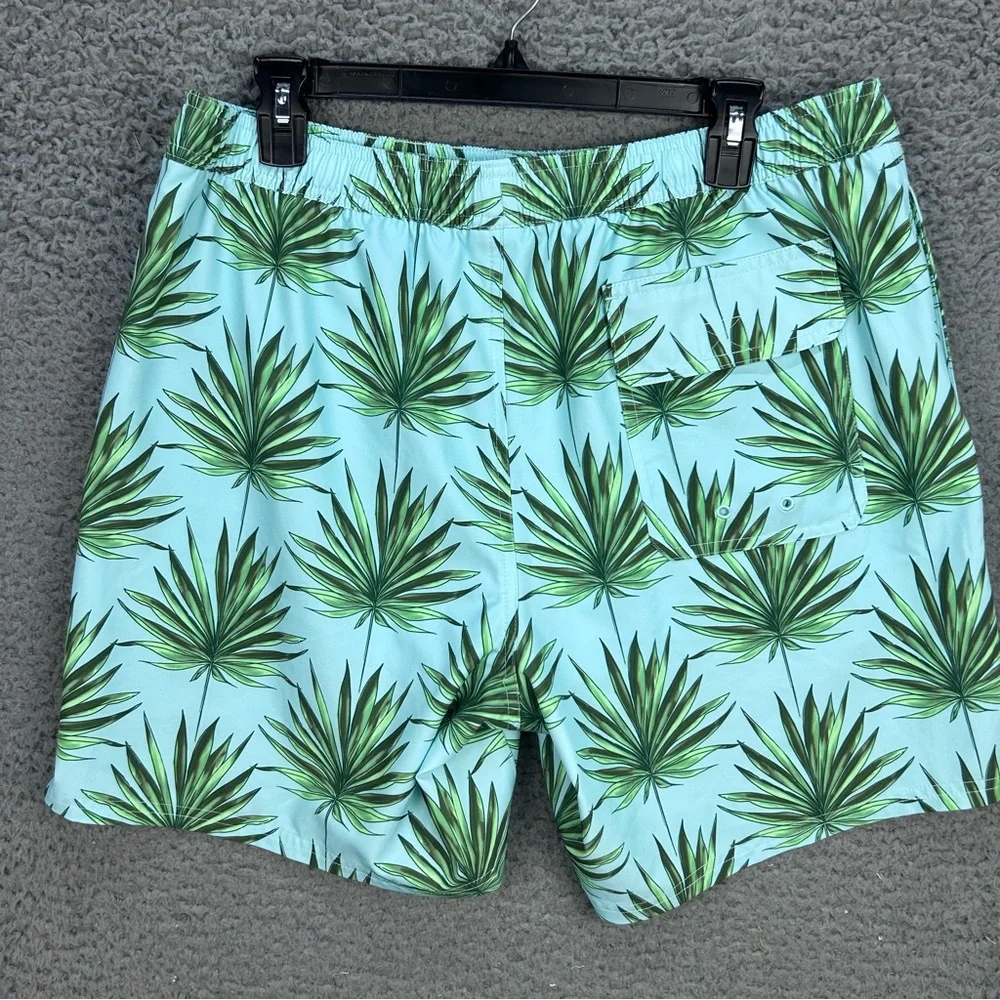 Vineyard Vines Mens Swim Trunks Large Chappy Palm Printed Green Lined 7” Inseam‎